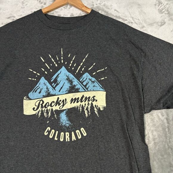 Unbranded Other - Rocky Mountains Colorado Graphic Tee Charcoal Gray Mens Large L Gorpcore Retro